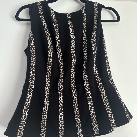 Peter Nygard Black and Leopard Print Blouse - Picture 1 of 5